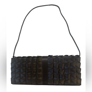 Jessica McClintock Black Satin Evening Clutch or shoulder bag-4.5 X 10 inches